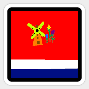 Sporty Netherlands Design on Black Background Sticker